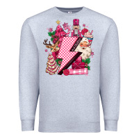 Heather Grey pink christmas lightning bolt Premium Sweatshirt - MaliasSmallBusiness