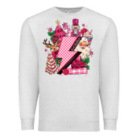 Oatmeal Heather pink christmas lightning bolt Premium Sweatshirt - MaliasSmallBusiness