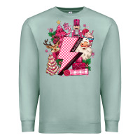 Seafoam pink christmas lightning bolt Premium Sweatshirt - MaliasSmallBusiness