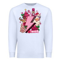 White pink christmas lightning bolt Premium Sweatshirt - MaliasSmallBusiness