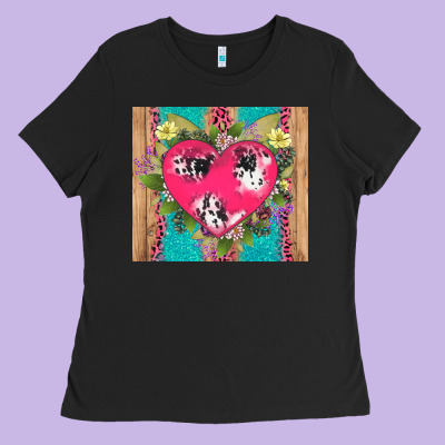 V.d Cow And Heart Ladies Tee Designed By Adodesignshop