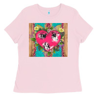 Bubblegum Pink v.d cow and heart Ladies Tee - AdoDesignShop
