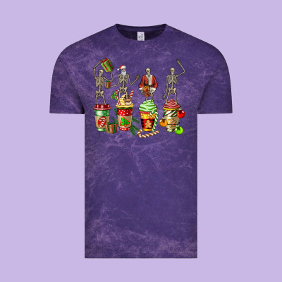 Christmas Skeleton Coffee Cups Vintage Tee Designed By Fadigitalartstudio