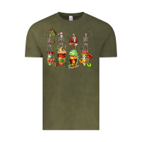 Vintage Olive christmas skeleton coffee cups Vintage Tee - FaDigitalArtStudio