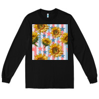 Black patriotic sunflowers stripes and stars seamless patrern Long Sleeve Tee - BundleAndBundleShop