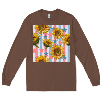 Chestnut patriotic sunflowers stripes and stars seamless patrern Long Sleeve Tee - BundleAndBundleShop