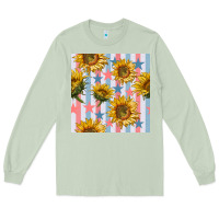Matcha patriotic sunflowers stripes and stars seamless patrern Long Sleeve Tee - BundleAndBundleShop