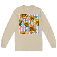 Mushroom patriotic sunflowers stripes and stars seamless patrern Long Sleeve Tee - BundleAndBundleShop