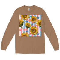 Toasted Coconut patriotic sunflowers stripes and stars seamless patrern Long Sleeve Tee - BundleAndBundleShop
