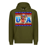 Army Green usa hot dog Premium Hoodie - BarkalooDesign