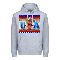 Heather Grey usa hot dog Premium Hoodie - BarkalooDesign