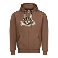 Chestnut Maine Coon Cat Face Zipper Hoodie - LillyAllenDesigns