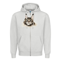 Dove Grey Maine Coon Cat Face Zipper Hoodie - LillyAllenDesigns