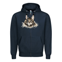 Navy Maine Coon Cat Face Zipper Hoodie - LillyAllenDesigns