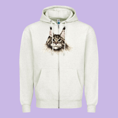 Maine Coon Cat Face Zipper Hoodie Designed By Lillyallendesigns