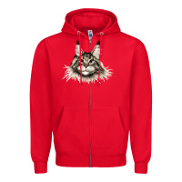 Red Maine Coon Cat Face Zipper Hoodie - LillyAllenDesigns