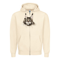 Sandshell Maine Coon Cat Face Zipper Hoodie - LillyAllenDesigns
