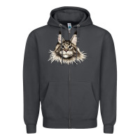 Smoke Maine Coon Cat Face Zipper Hoodie - LillyAllenDesigns