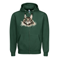 Sports Green Maine Coon Cat Face Zipper Hoodie - LillyAllenDesigns