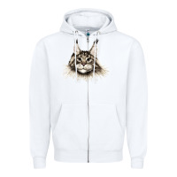 White Maine Coon Cat Face Zipper Hoodie - LillyAllenDesigns