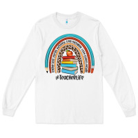 White #teacherlife Long Sleeve Tee - JahusDesignShop