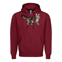 Burgundy Maine Coon Cat Zipper Hoodie - LillyAllenDesigns