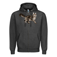 Charcoal Heather Maine Coon Cat Zipper Hoodie - LillyAllenDesigns