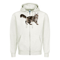 Oatmeal Heather Maine Coon Cat Zipper Hoodie - LillyAllenDesigns