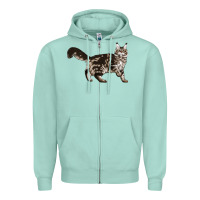 Seafoam Maine Coon Cat Zipper Hoodie - LillyAllenDesigns