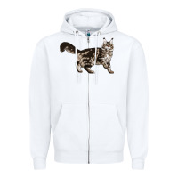 White Maine Coon Cat Zipper Hoodie - LillyAllenDesigns