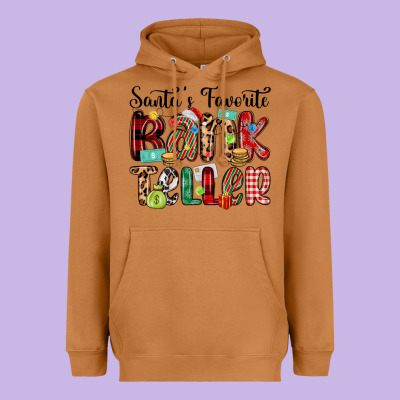 Santa S Favorite Bank Teller Heavyweight Hoodie Designed By Maliassmallbusiness