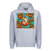 Heather Grey fall pumpkin lamb Premium Hoodie - Jasminsmagicworld