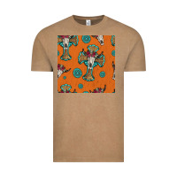 Vintage Coffee western cross and bull skull seamless pattern Vintage Tee - HRA Design Shop