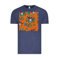 Vintage Denim western cross and bull skull seamless pattern Vintage Tee - HRA Design Shop