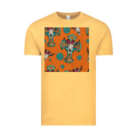 Vintage Mustard western cross and bull skull seamless pattern Vintage Tee - HRA Design Shop