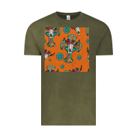 Vintage Olive western cross and bull skull seamless pattern Vintage Tee - HRA Design Shop