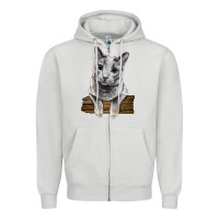 Dove Grey Russian Blue Cat Face Zipper Hoodie - LillyAllenDesigns