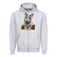 Heather Grey Russian Blue Cat Face Zipper Hoodie - LillyAllenDesigns