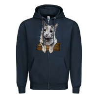 Navy Russian Blue Cat Face Zipper Hoodie - LillyAllenDesigns