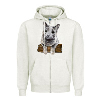 Russian Blue Cat Face Zipper Hoodie | Teevron