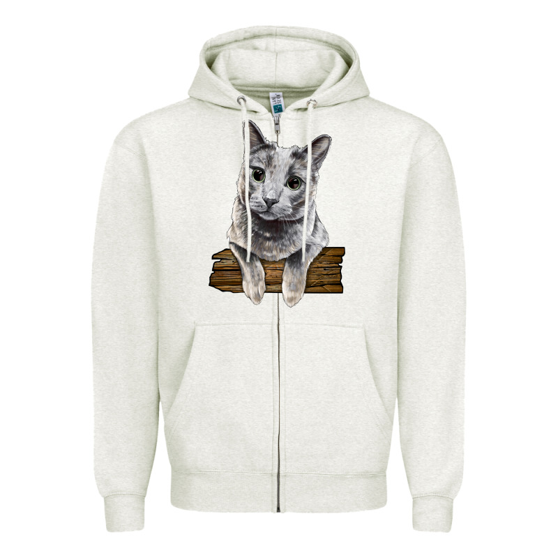 Russian Blue Cat Face Zipper Hoodie by LillyAllenDesigns | Teevron