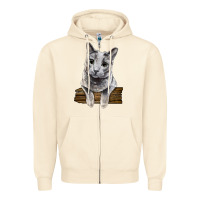 Sandshell Russian Blue Cat Face Zipper Hoodie - LillyAllenDesigns