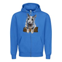 True Royal Russian Blue Cat Face Zipper Hoodie - LillyAllenDesigns
