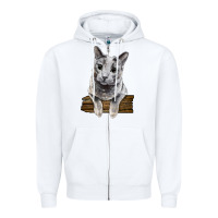 White Russian Blue Cat Face Zipper Hoodie - LillyAllenDesigns