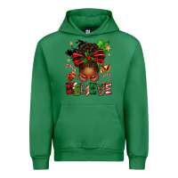 Emerald christmas believe afro messy bun Urban Hoodie - texasbilliewilder