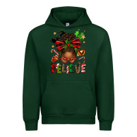 Forest Green christmas believe afro messy bun Urban Hoodie - texasbilliewilder