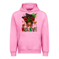Fuchsia Pink christmas believe afro messy bun Urban Hoodie - texasbilliewilder