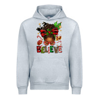 Heather Grey christmas believe afro messy bun Urban Hoodie - texasbilliewilder