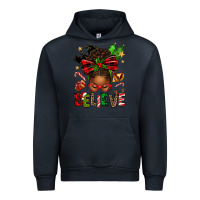 Navy christmas believe afro messy bun Urban Hoodie - texasbilliewilder