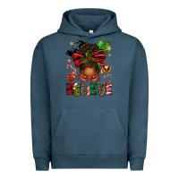 Pigment Midnight Navy christmas believe afro messy bun Urban Hoodie - texasbilliewilder